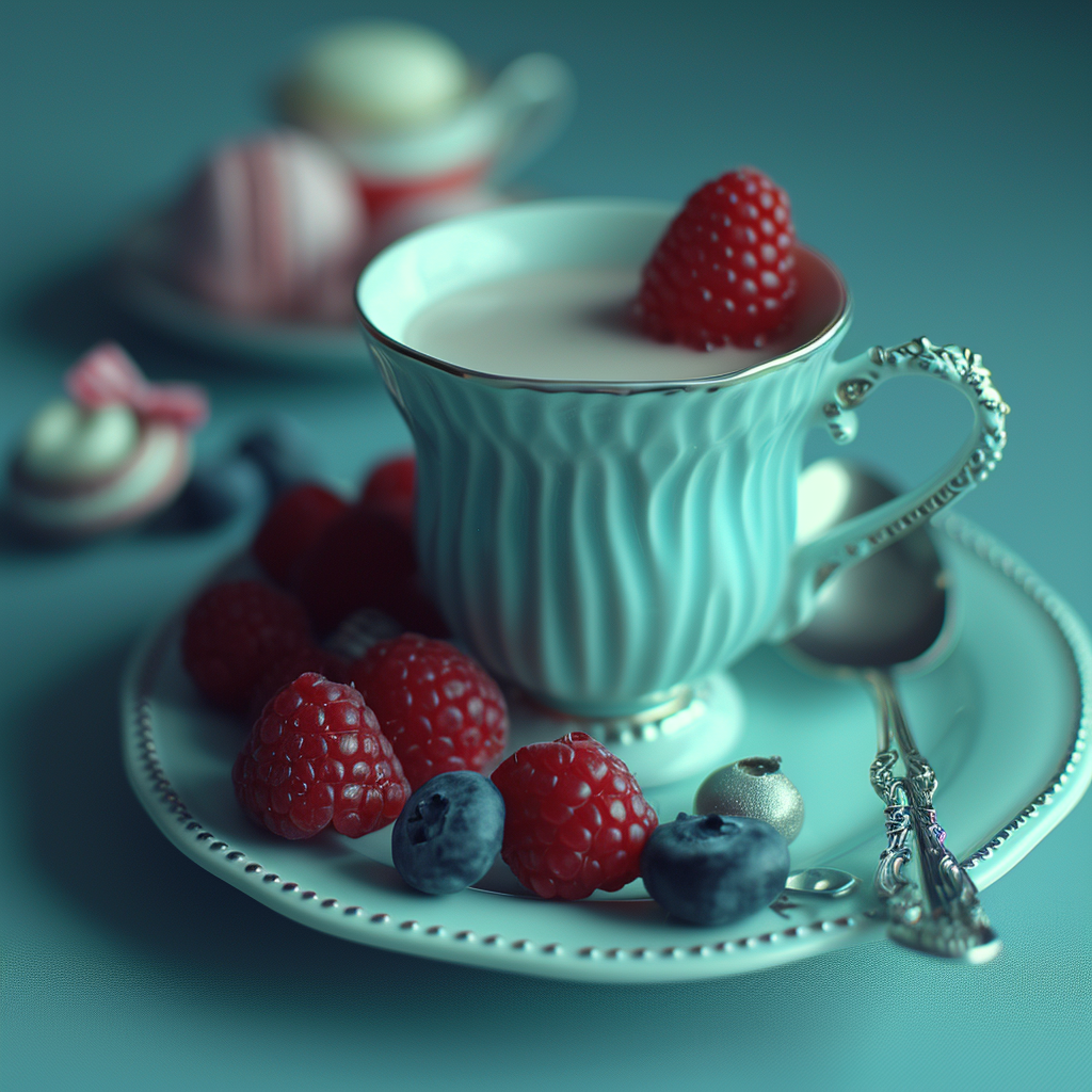 Delicate sweet dish on porcelain plate