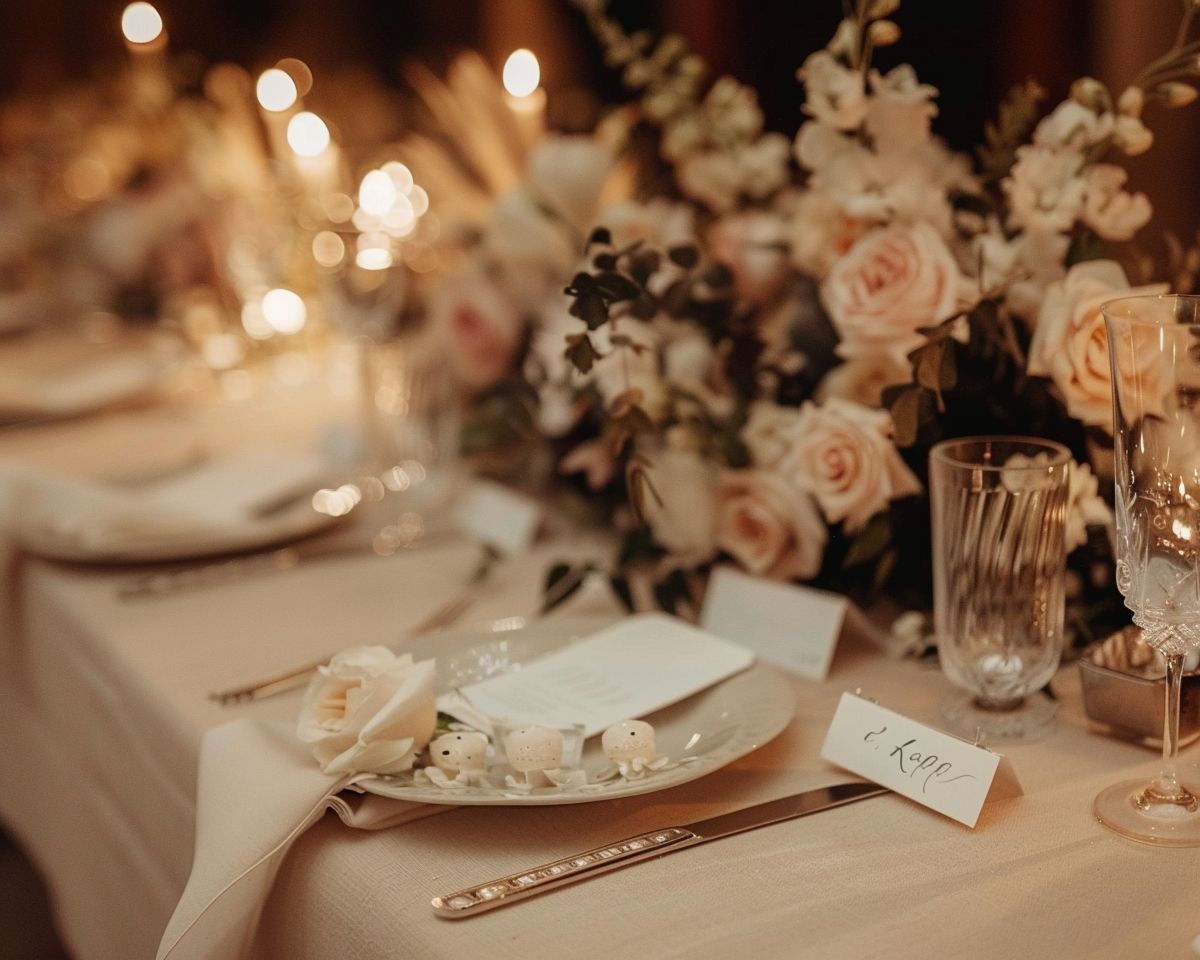 Elegant wedding dinner setup