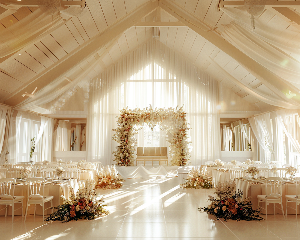 Wedding hall with bright mood