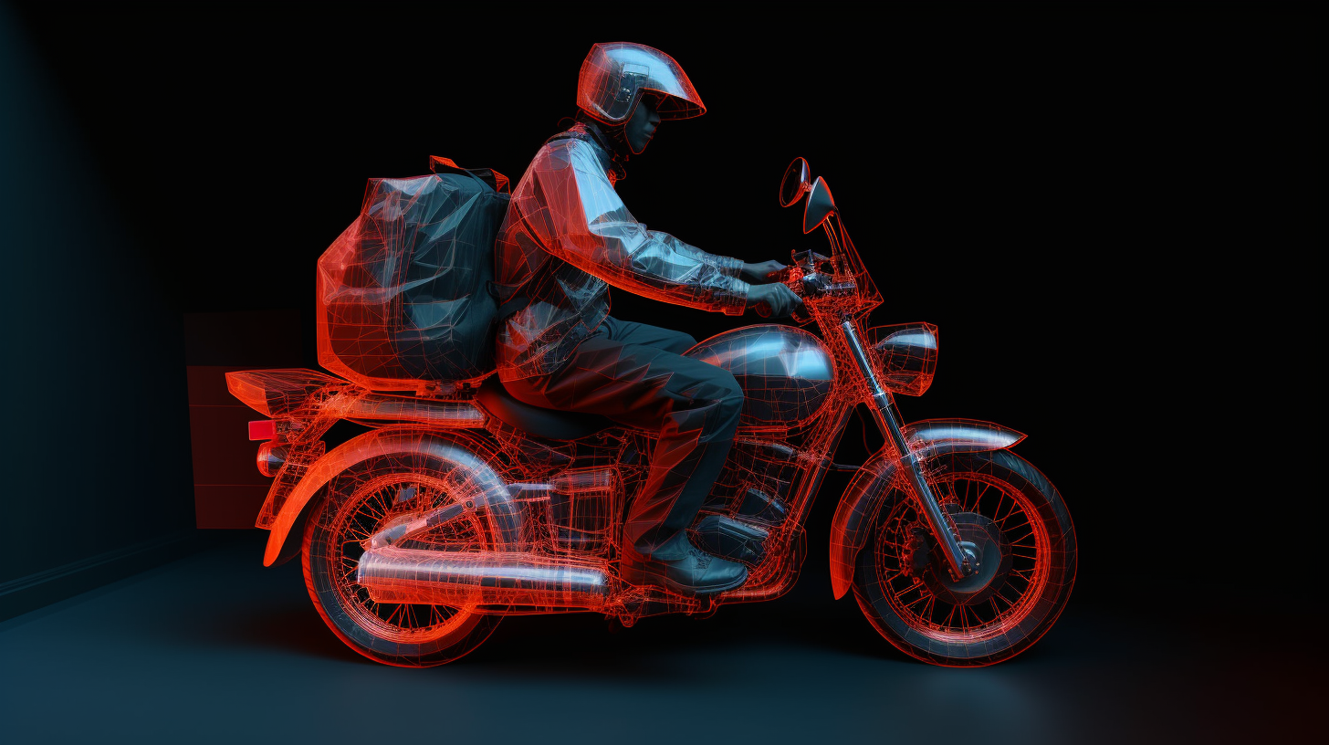 Delivery Boy on Bike with Thermal Camera