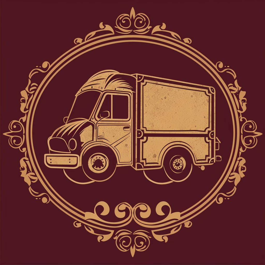 delivery icon on burgundy background