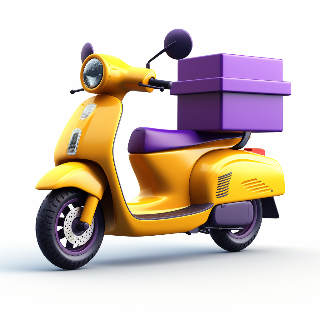 Illustrative 3D Icon of a Fast Delivery Motorcycle