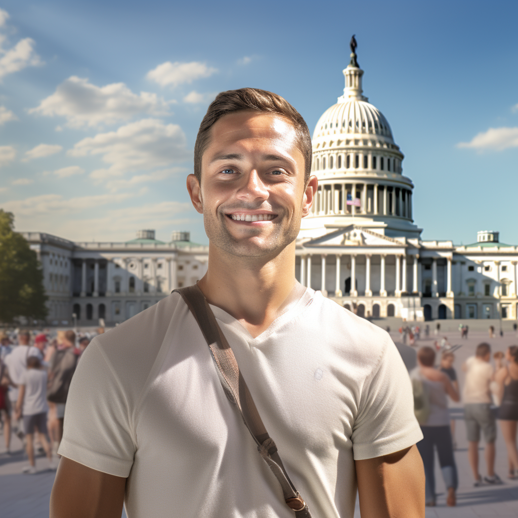 Democrat Person with Washington DC Capitol Building