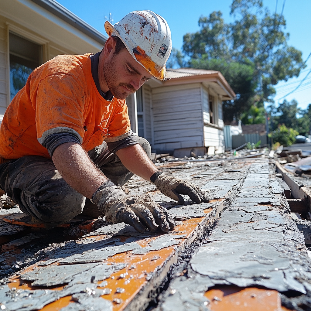 Demolition Worker Removing Decking Brisbane