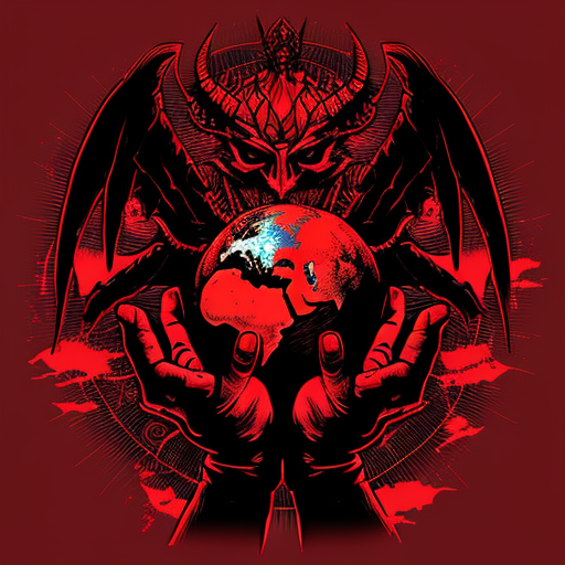 Demon hands holding globe vector