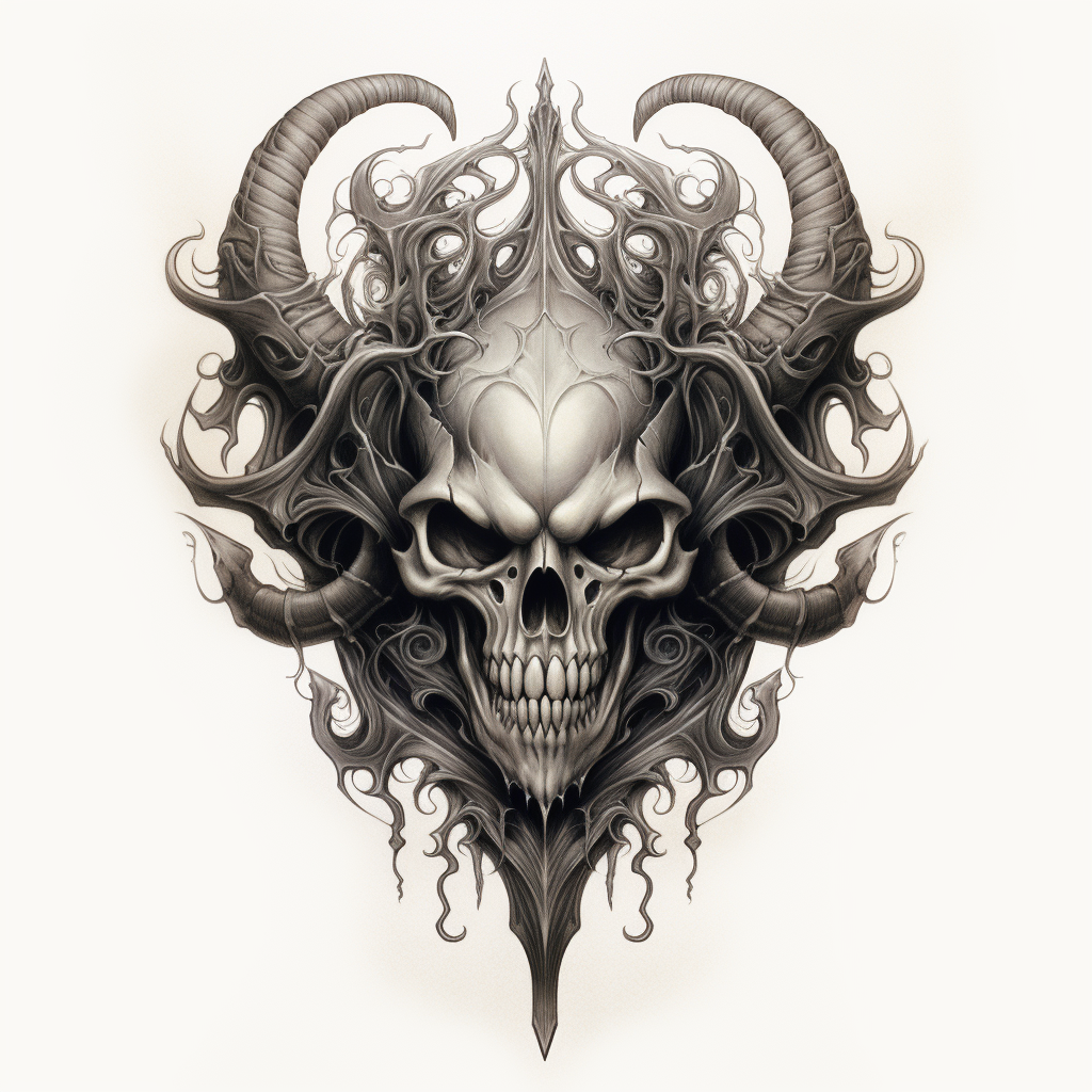 Demon Skull Tattoo Illustration