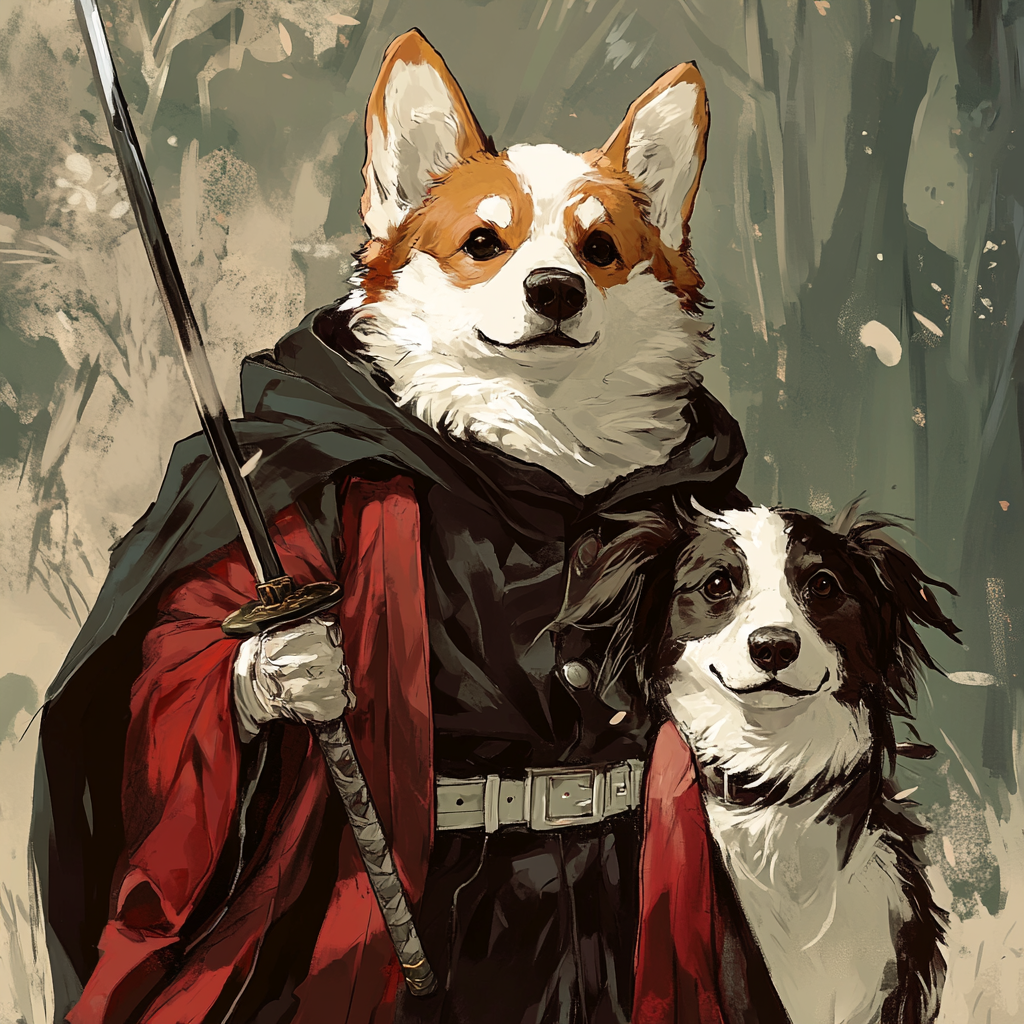 Cute Demon Slayer Corgi Border Collie