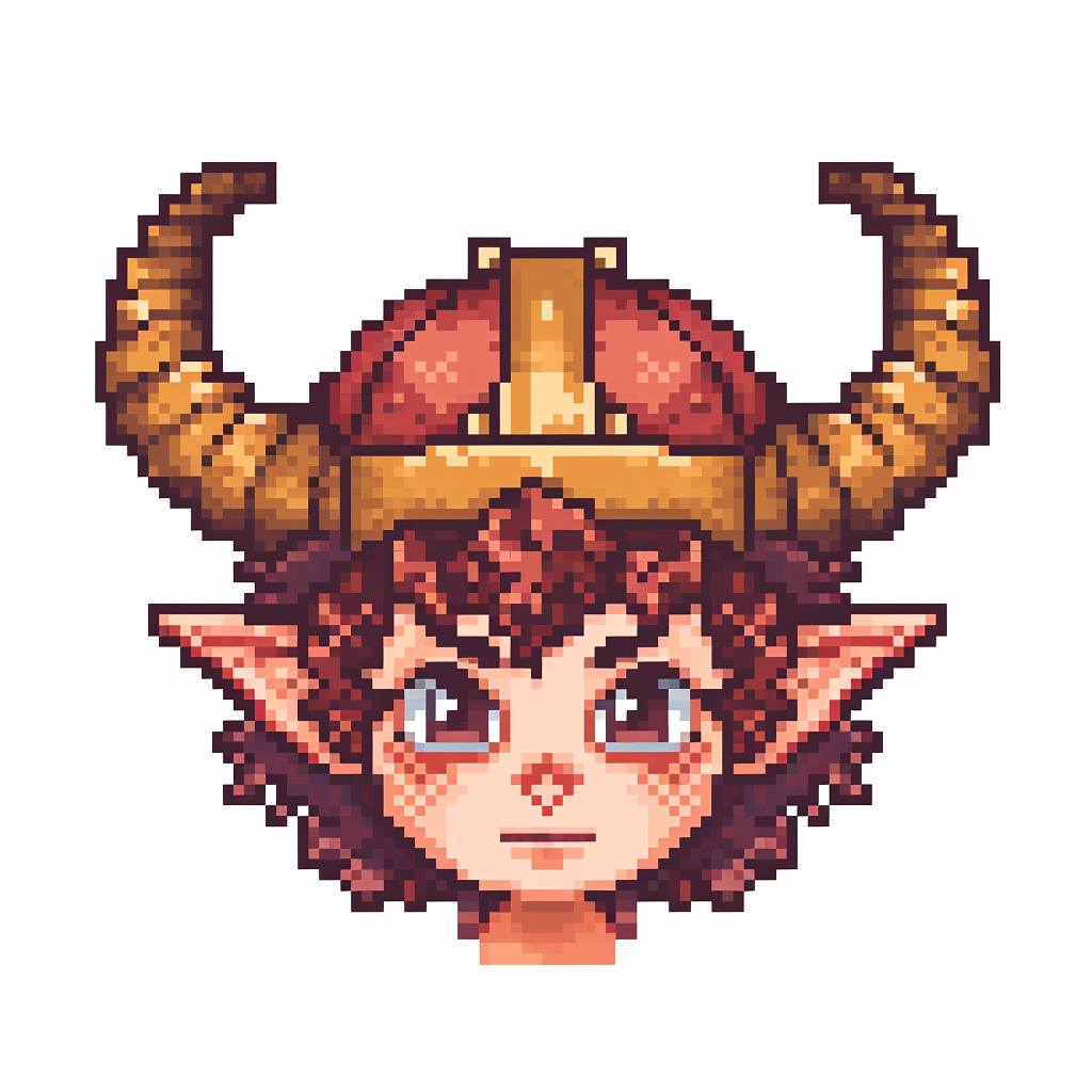 Demon Warrior Headshot Torso Pixel Art