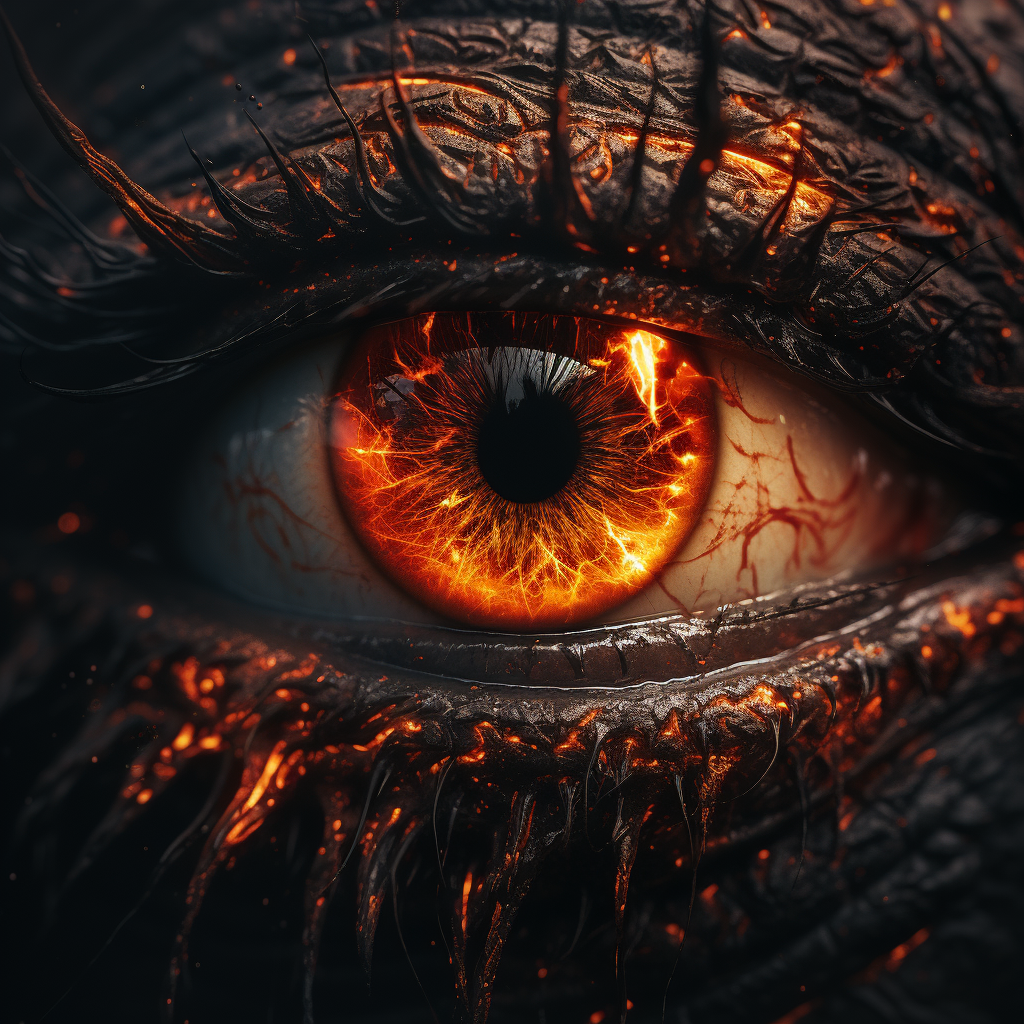 Close-up of Fiery Eye Demon