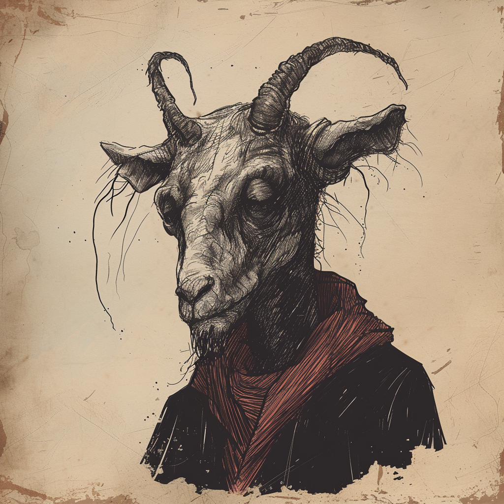 Demonic goat headed bandit illustration