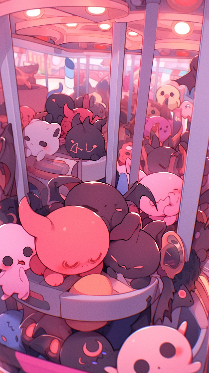 Cute demonic plushies in claw machine