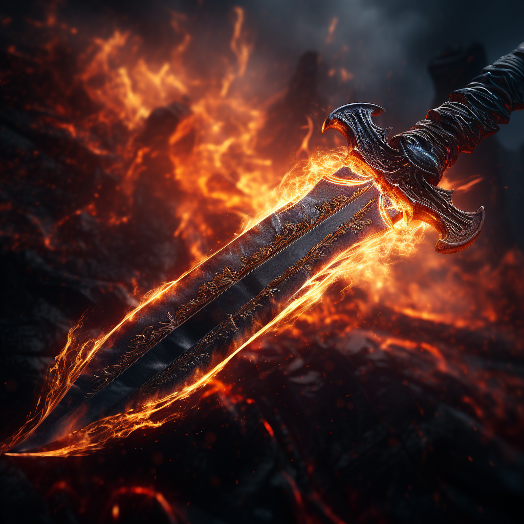 Twisted blade with cold flames