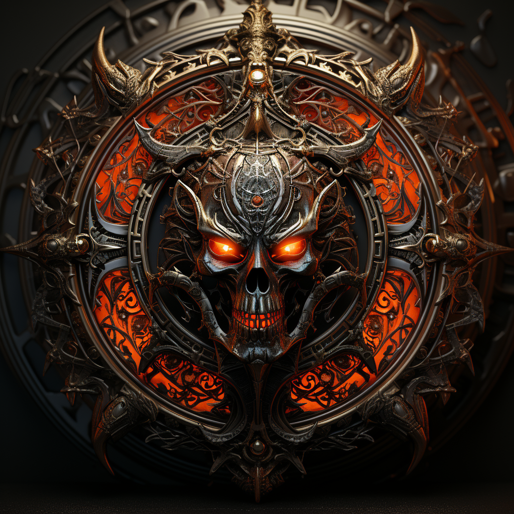 Dark Fantasy Demonic Skull with Fiery Jewels