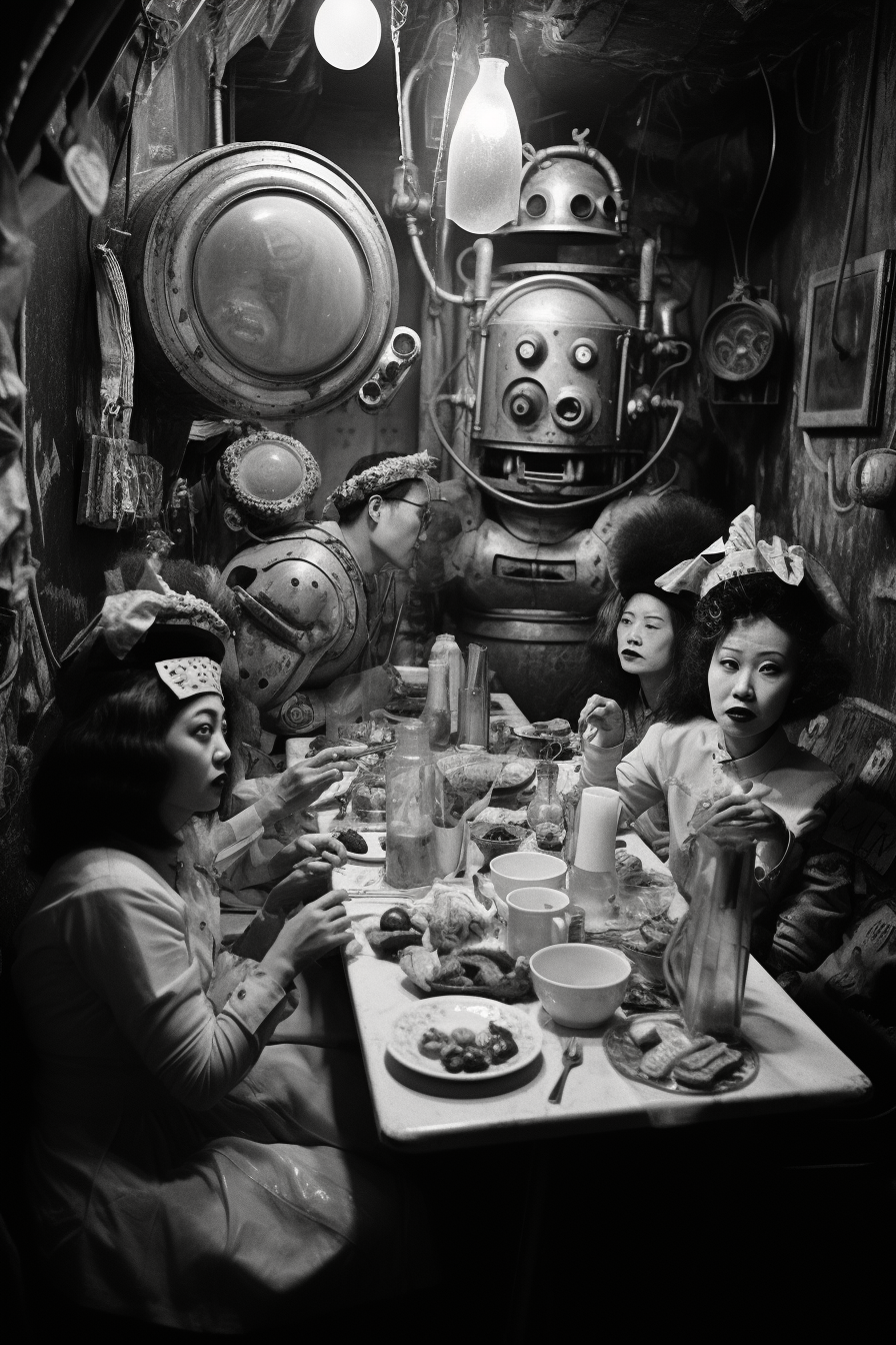 Black and white photograph of Tekkonkinkreet