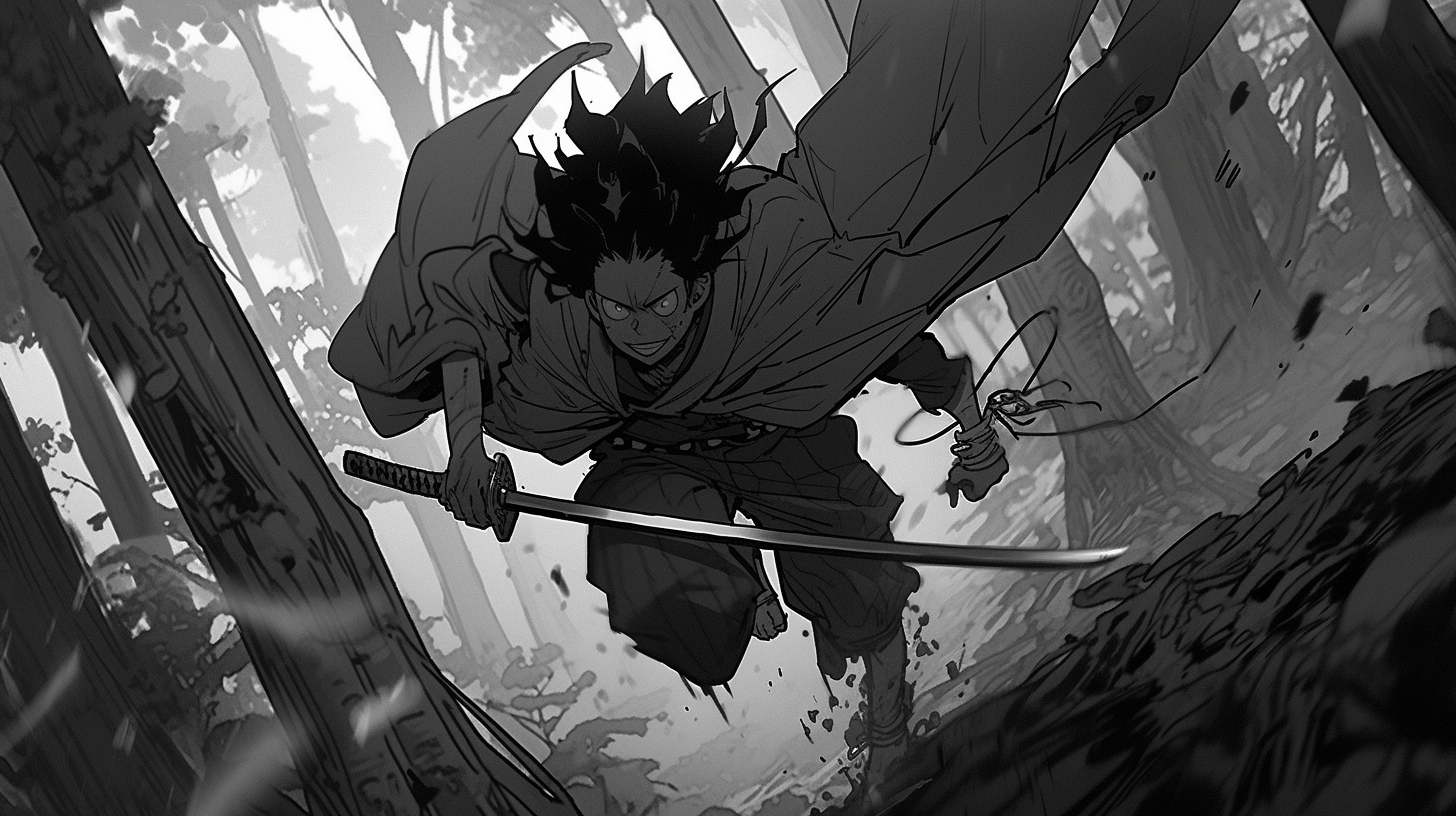 Demon Slayer Running through Woods