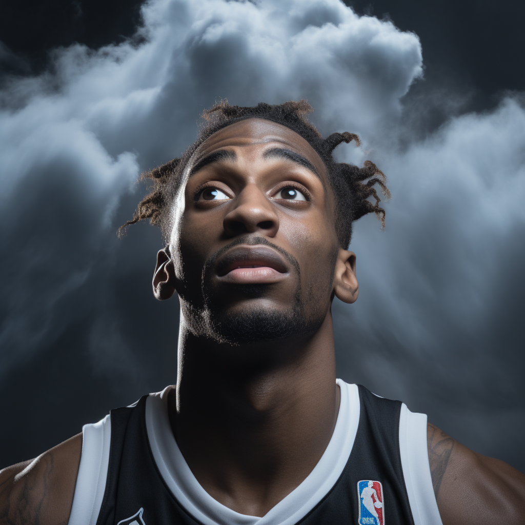 Basketball player Dennis Rodman with fallen cloud eyes