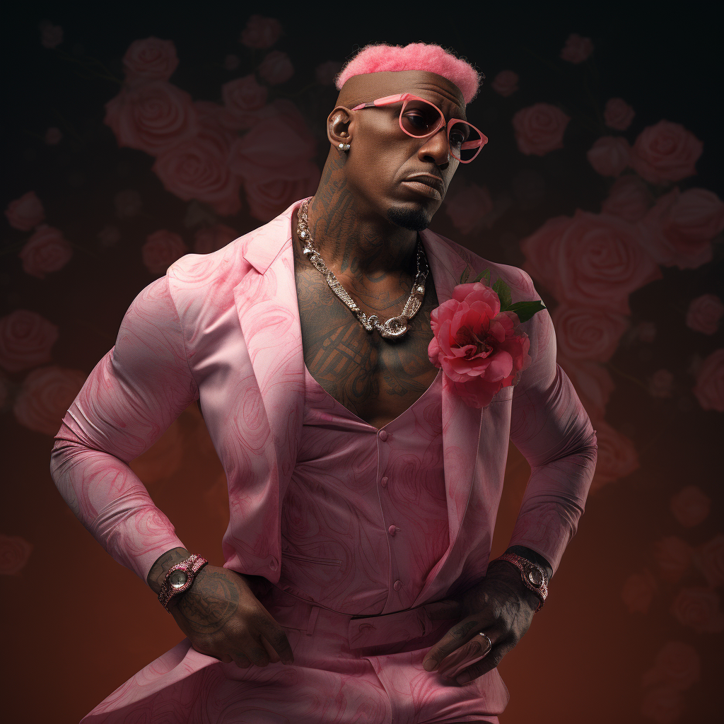 Dennis Rodman in pink dress challenging stereotypes