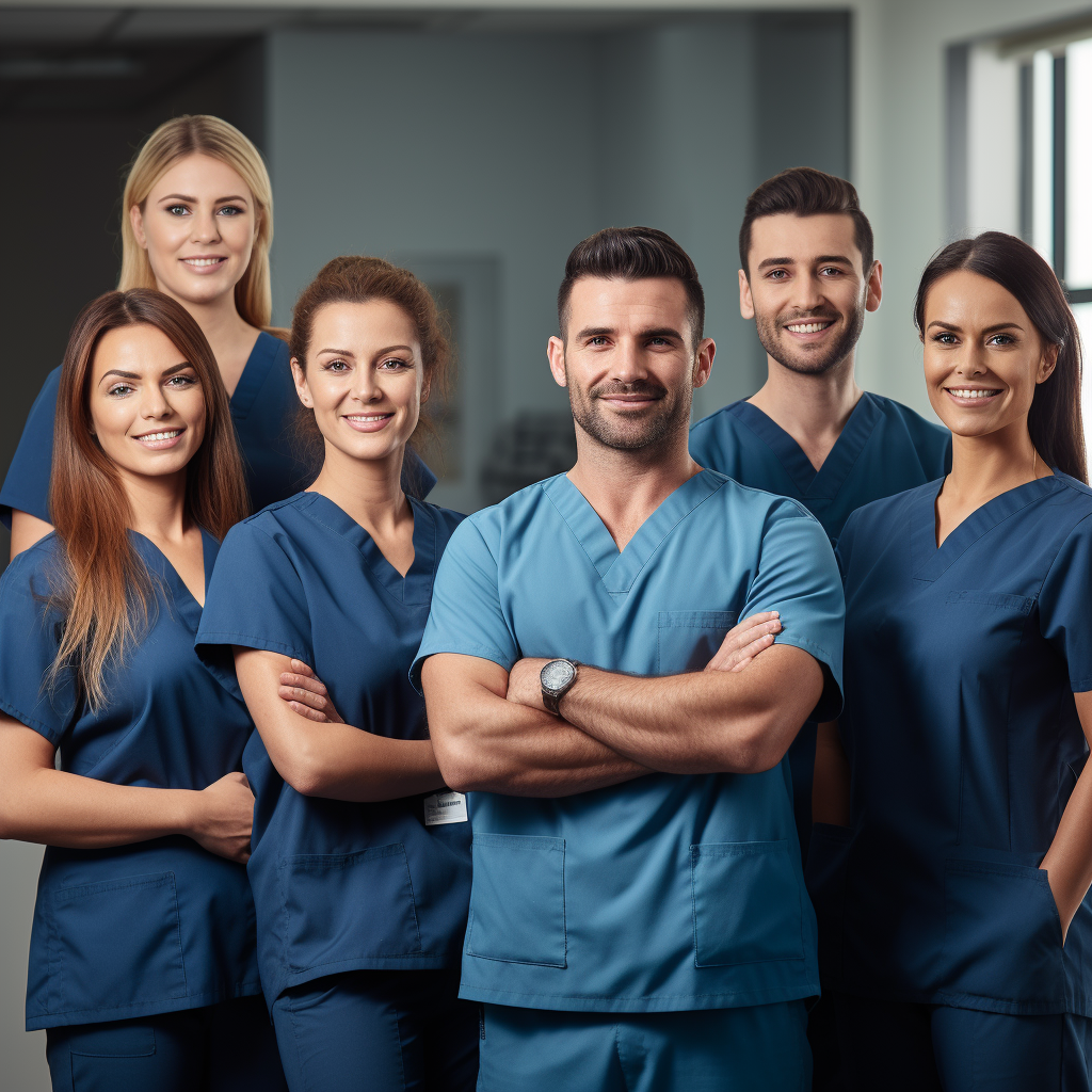 Dental team standing confidently together