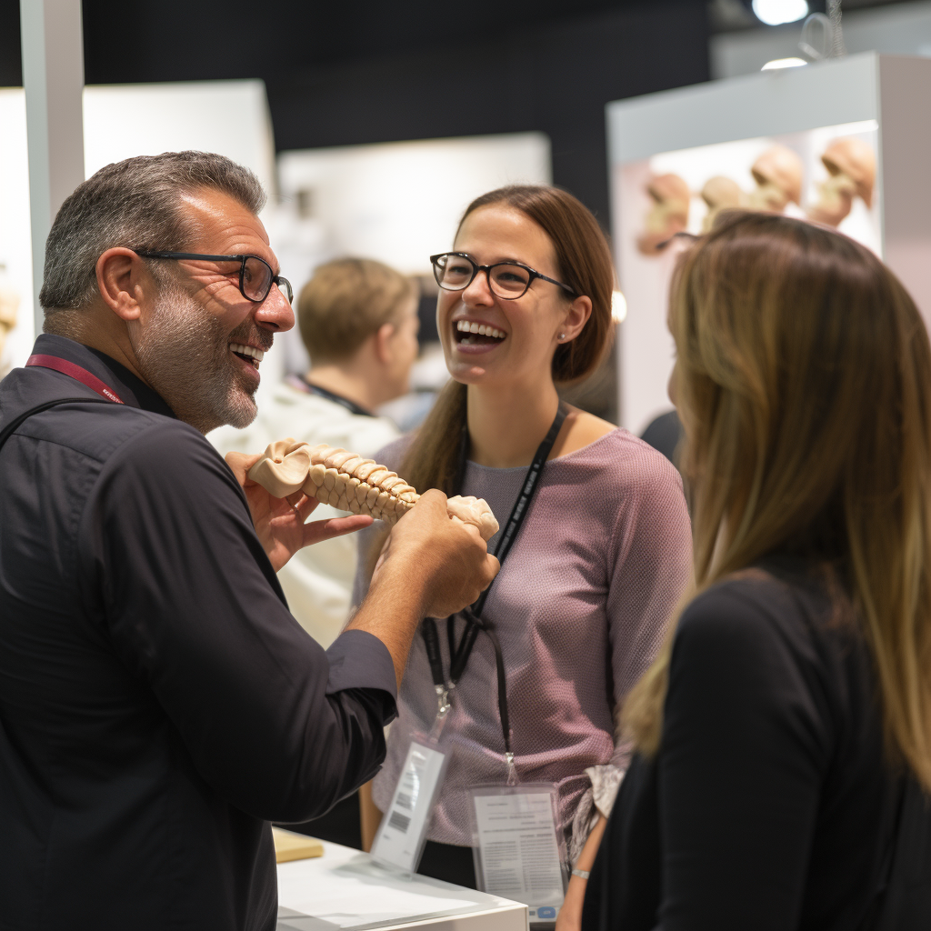 Dentist explaining closed-mouth smile model