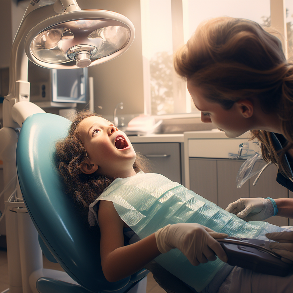 Child getting dental work done