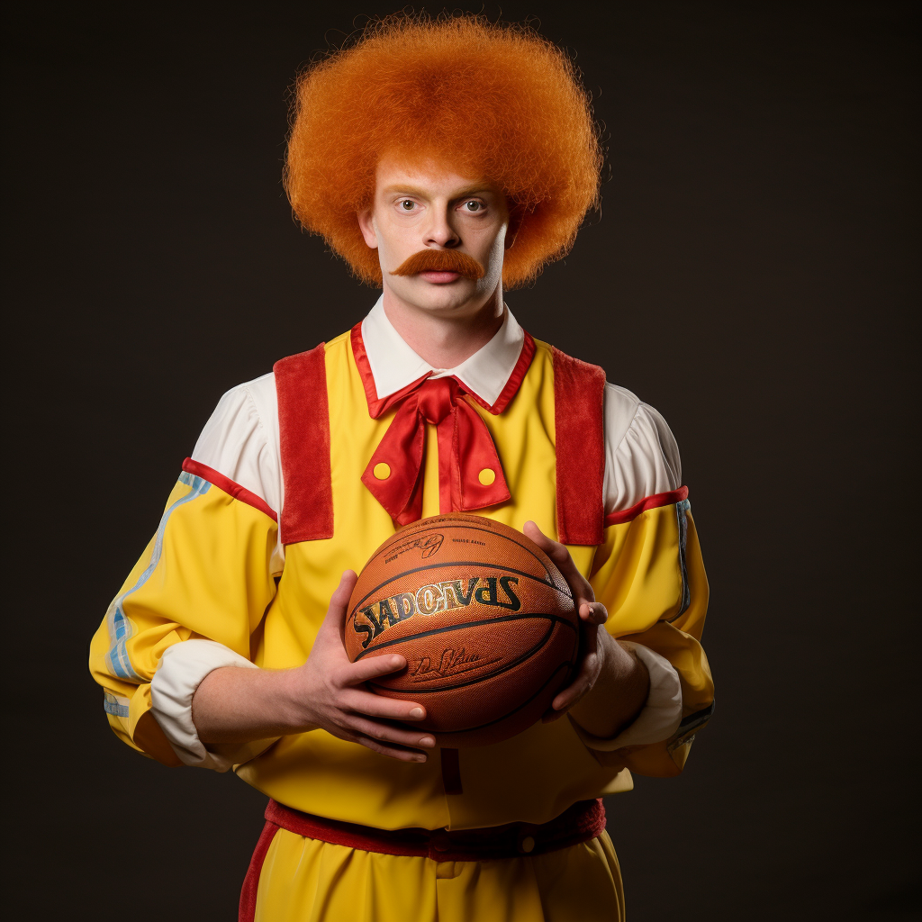 Denver Nuggets Basketball Team in Ronald McDonald Attire