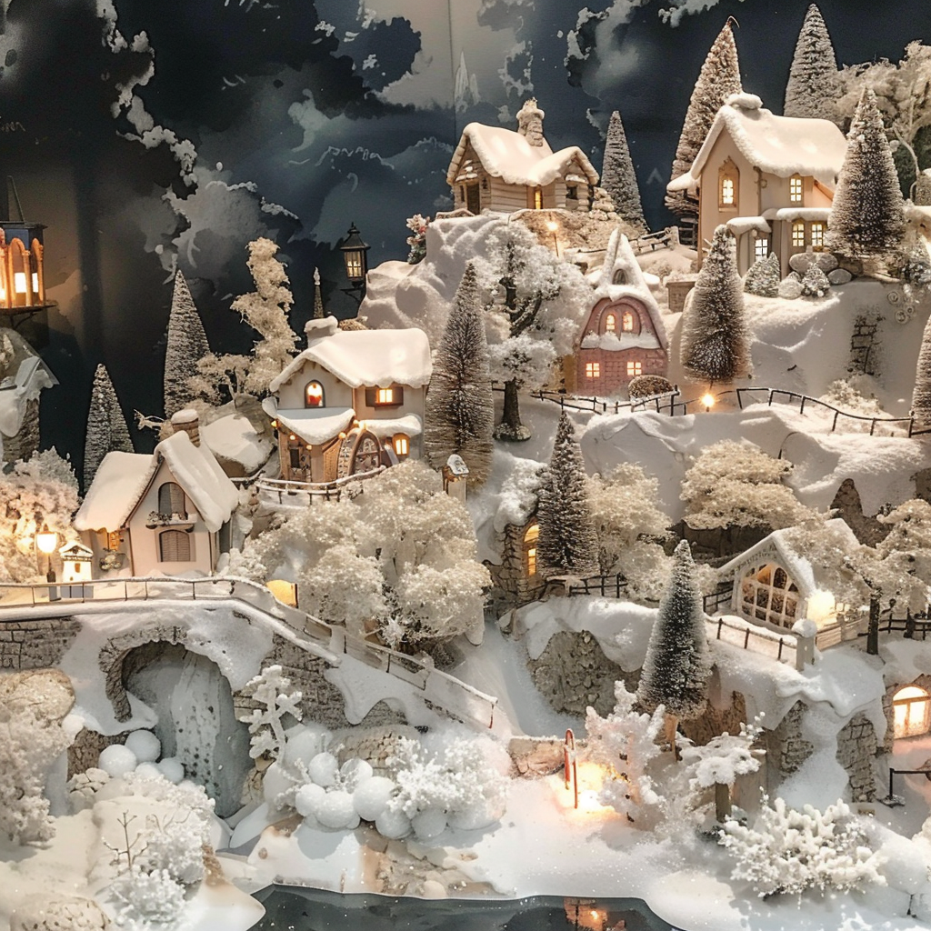 Snow village display decoration