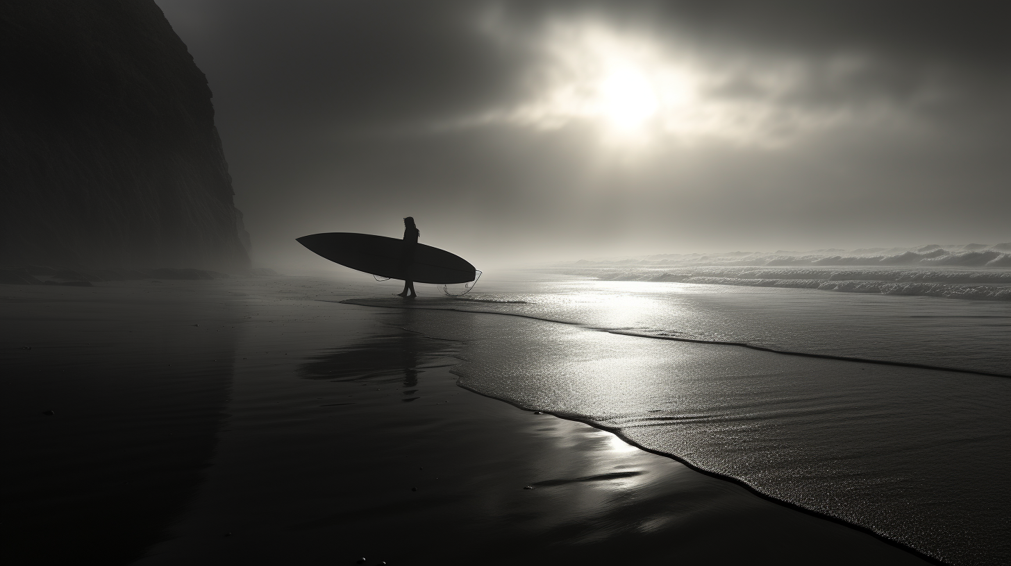 Depressed goth surfer at the beach ?‍♂️