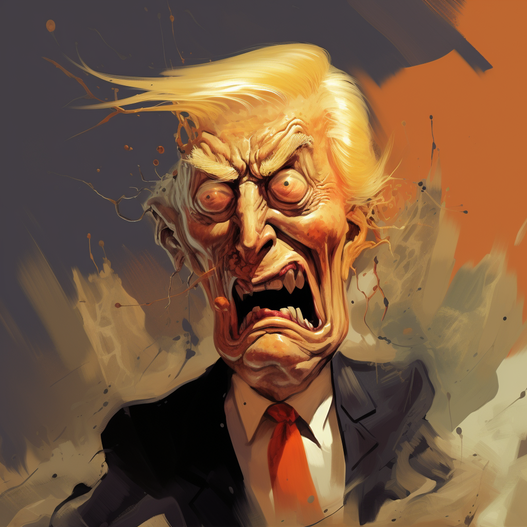 Artwork of deranged Donald Trumps