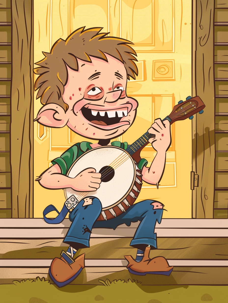 Smiling kid with banjo