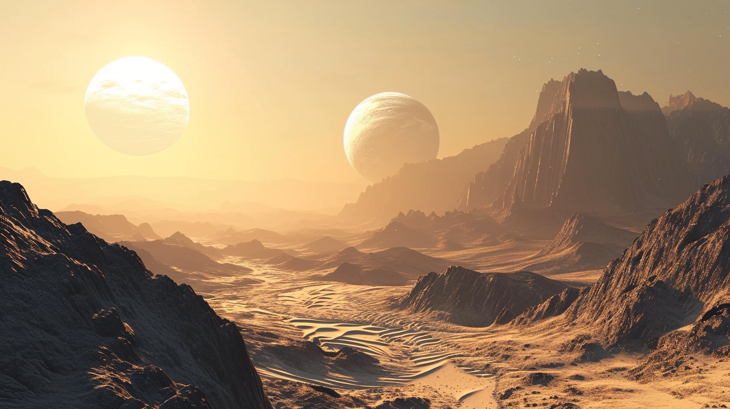 Surreal alien planet with mesmerizing desert dunes.