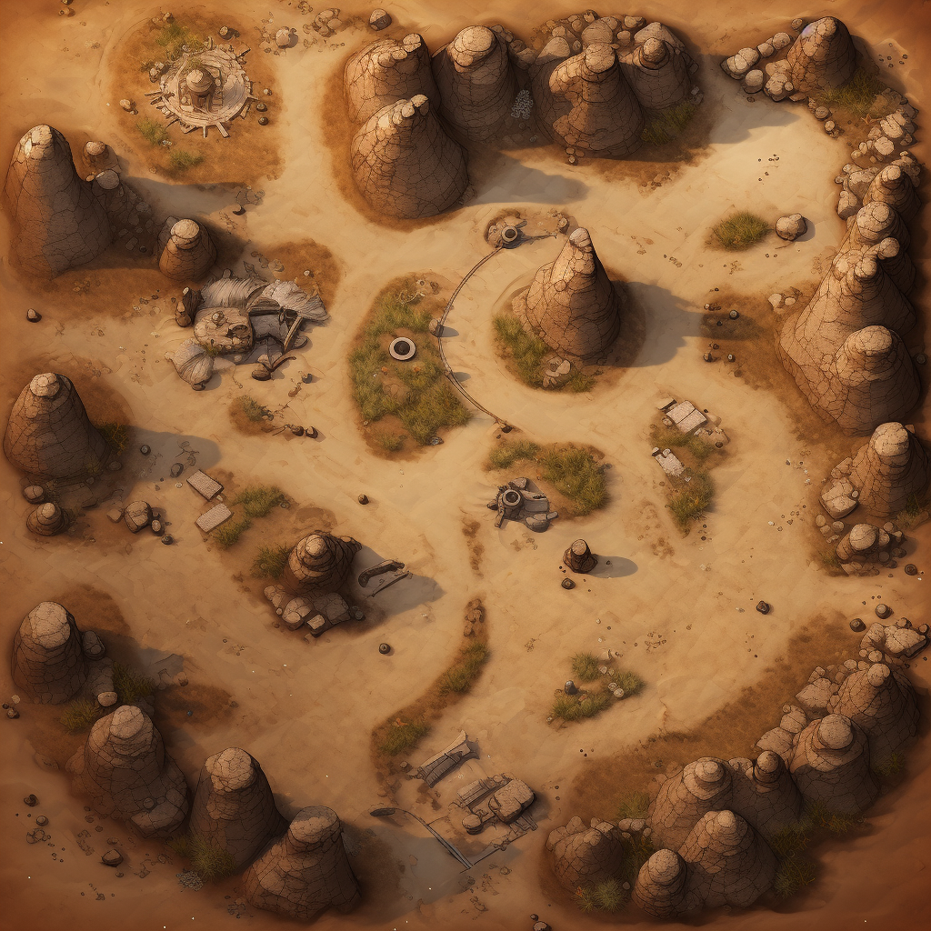 Desert battle map illustration