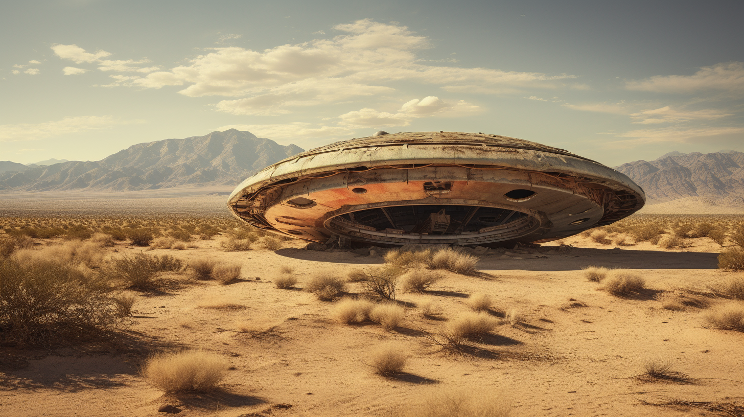 Uncover buried flying saucer in desert