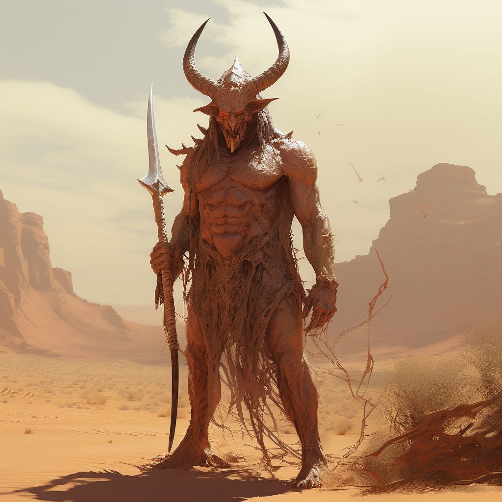 Medieval desert demon with an imposing presence