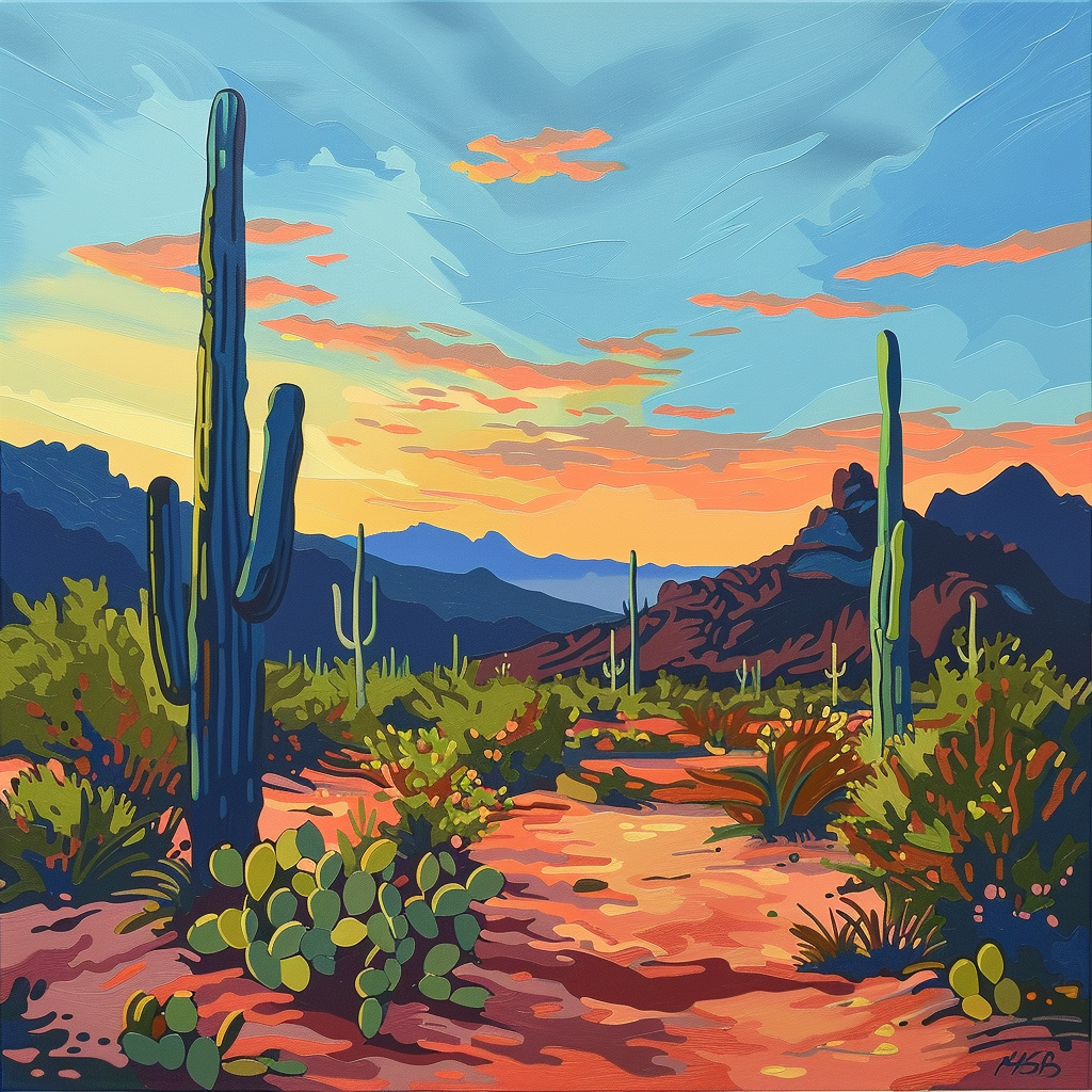 Desert Landscape at Dusk