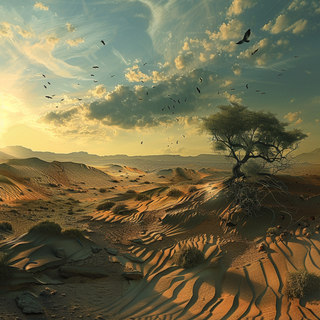 Desert landscape with melancholic mood