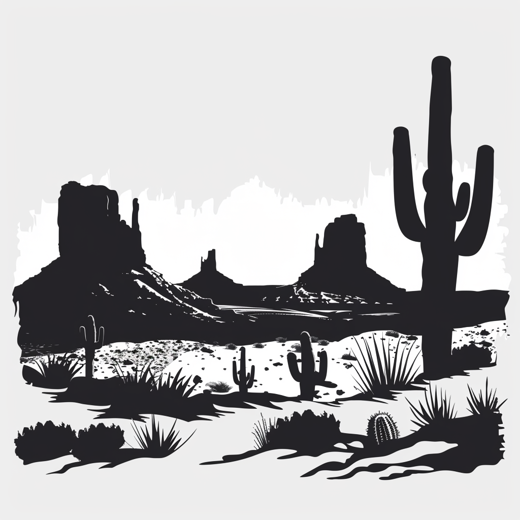 Desert mesa vector with cactus