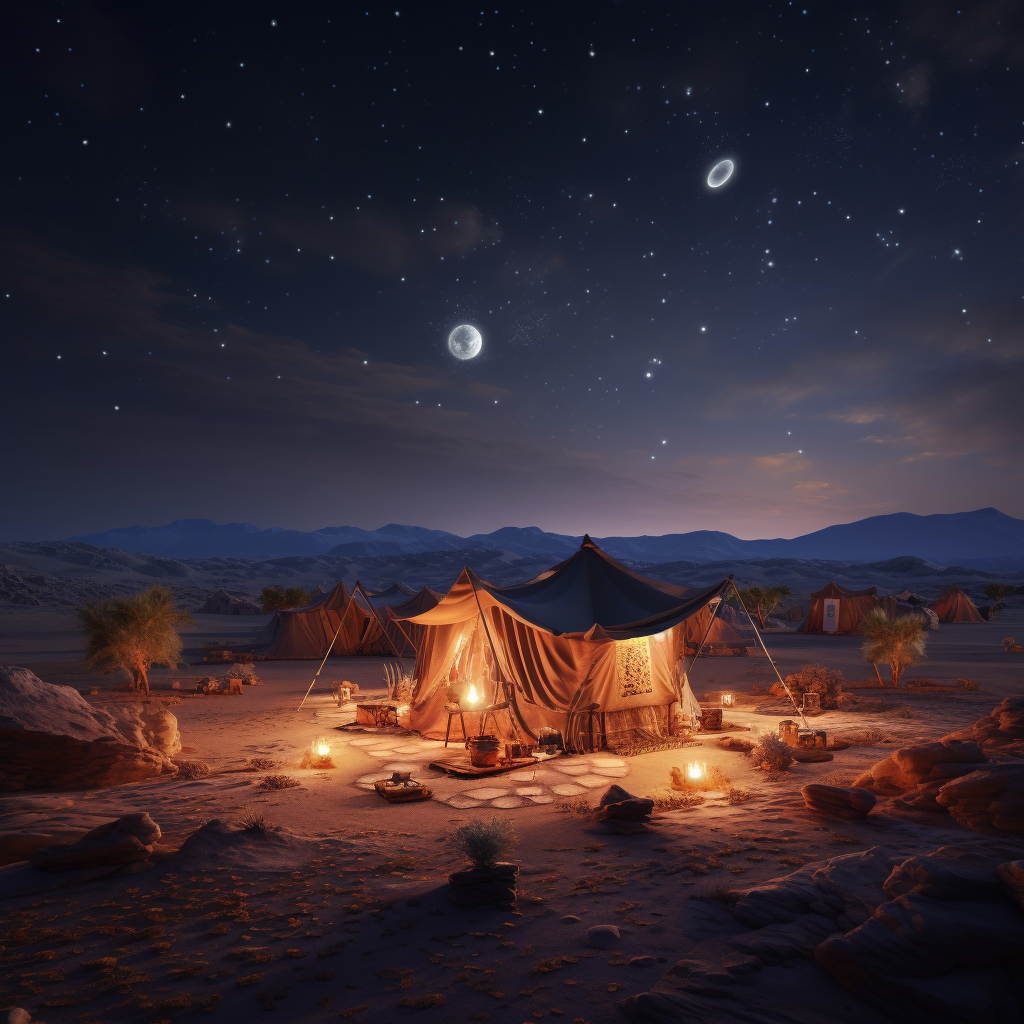 Small Camp in Desert at Night