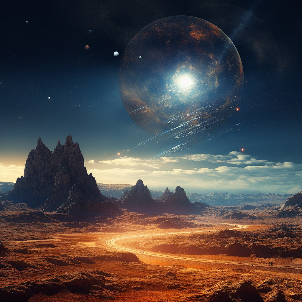 Desert Planet with Bright Light - Sci-Fi Wallpaper  ?