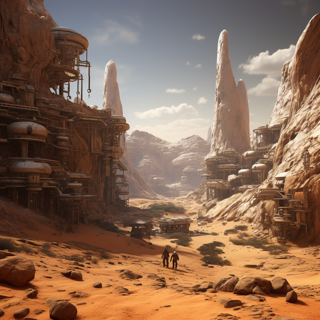 Human colony thriving on desert planet