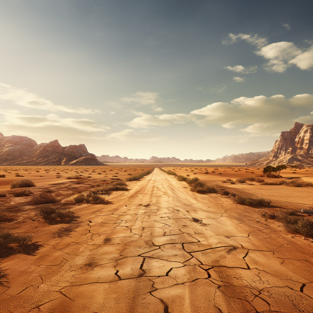 Road construction in the desert