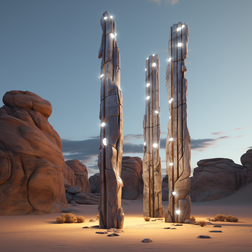 Desert rock lighting columns design