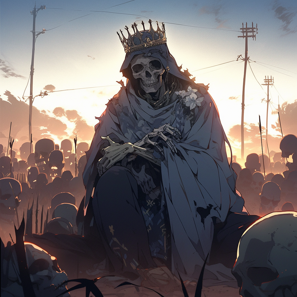 Illustrated zombie king rising from the desert grave