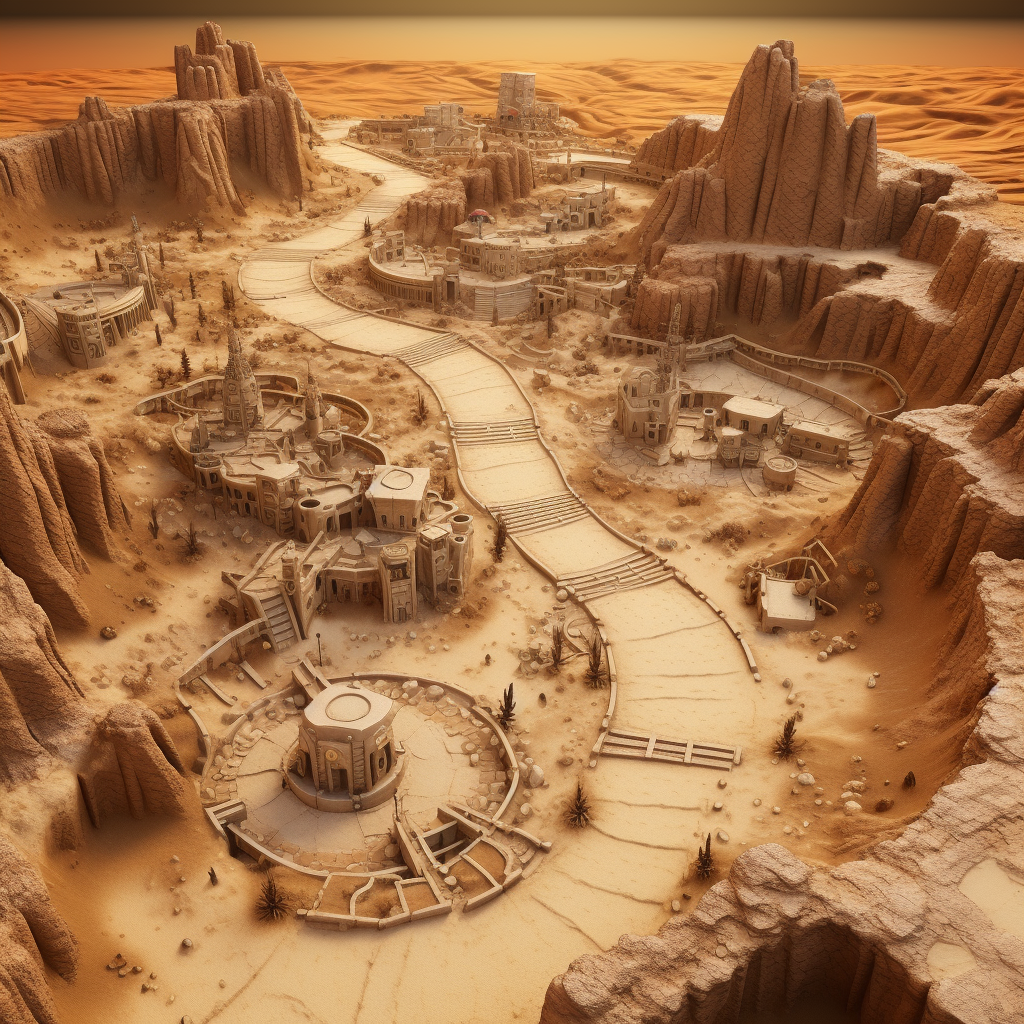 3D Battle Map with Desert Ashes and Dunes