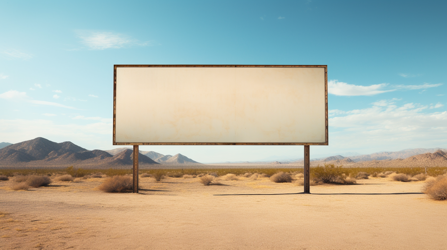 Blank billboard in the desert