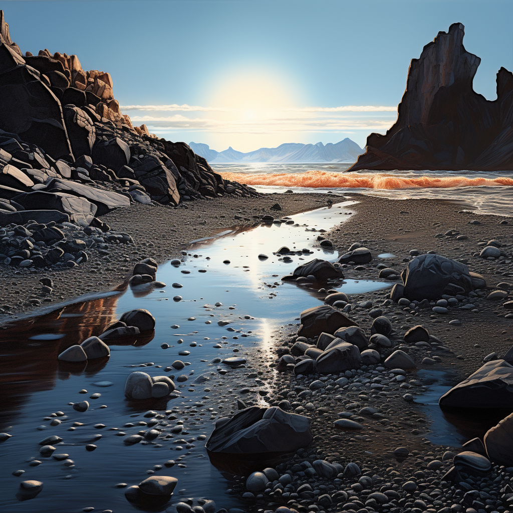 Awe-inspiring desert scenery with black sand and white rocks