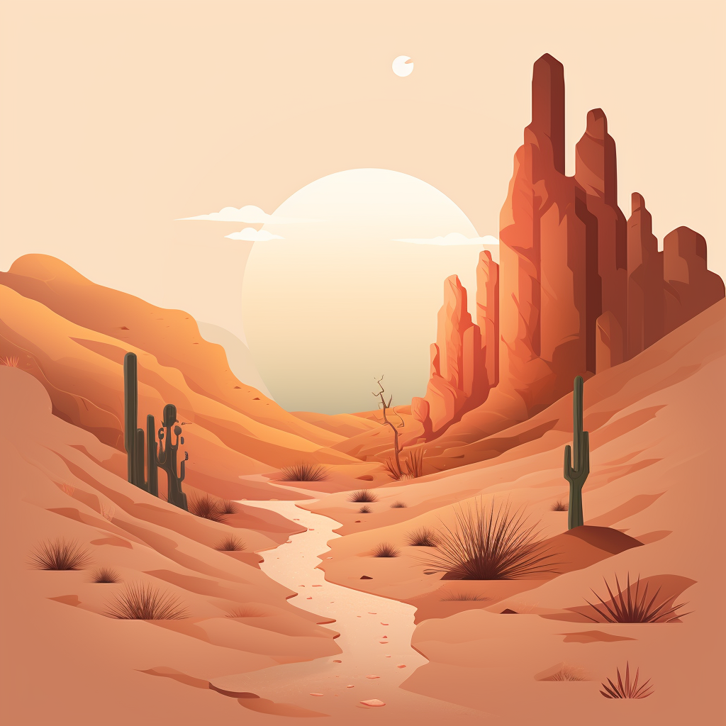 Minimalistic style desert landscape