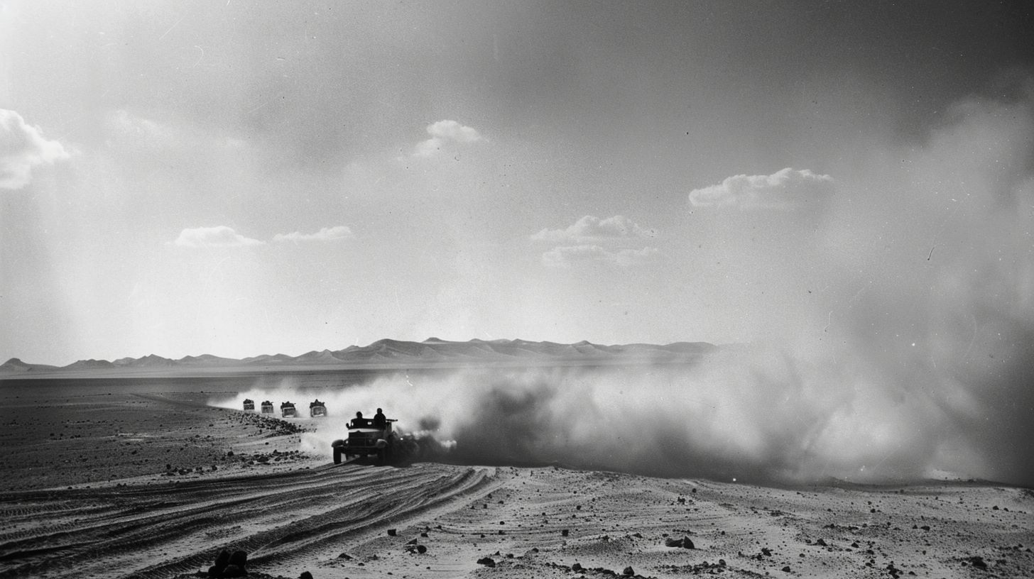 Military Convoy in Sahara Desert