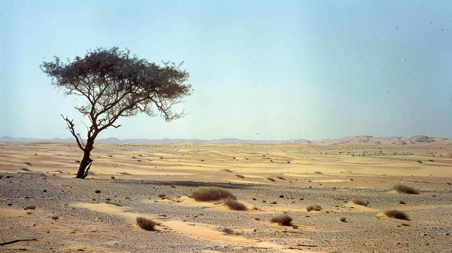 Desert scene with acacia tree