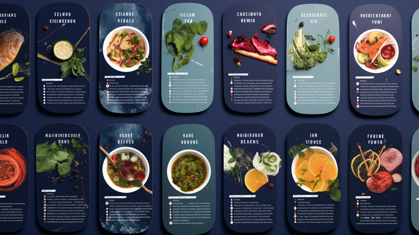 Creative new recipes on graphic menu