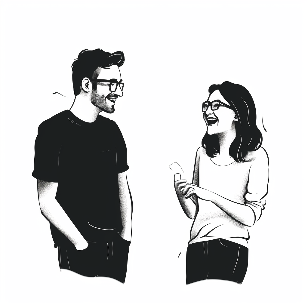 Male and female designers chatting